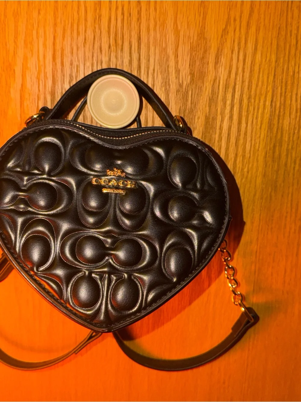 Coach Black Quilted Heart Mini Crossbody with Gold Hardware